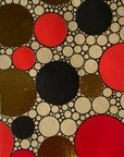 Red, Black and Beige Circle Pattern Foil Printed on Cotton Printed Paper