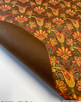 Brown and Yellow Floral Screen Printed Paper