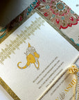 Custom Wedding Invitation Suite: A9 Ganesha Wedding Invitation, Hardbound Panel Set of 20