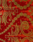 Red Gold Floral Screen Printed Paper