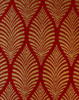 Red Gold Leaf Pattern Screen Printed Paper