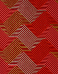 Red Gold White Weave Pattern Screen Printed Paper