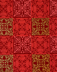 Red Gold Square Pattern Screen Printed Paper