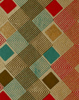 Red Teal Diamond Screen Printed Paper