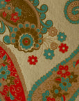 Red Teal Paisley Screen Printed Paper