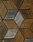 Black Gold & White Cubic Pattern Screen Printed Paper
