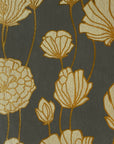 Gray and Cream Large Floral Screen Printed Paper