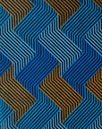 Blue Gold Weave Pattern Screen Printed Paper