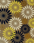 Yellow, White, Black Daisies Pattern Screen Printed Paper