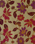 Purple, Pink and Gold Flowers on a Vine Pattern Screen Printed Paper