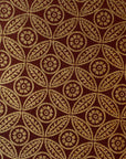 Burgundy Gold Leaf Pattern Screen Printed Paper