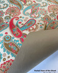 Red Teal Paisley Screen Printed Paper