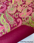 Red and Green Paisley Screen Printed Paper