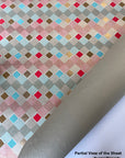 Red Teal Diamond Screen Printed Paper