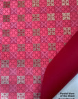 Red Gold Square Pattern Screen Printed Paper