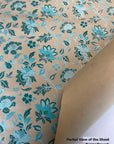 Green and Beige Floral Pattern Screen Printed Paper