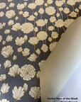 Gray and Cream Large Floral Screen Printed Paper