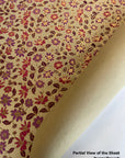 Purple, Pink and Gold Flowers on a Vine Pattern Screen Printed Paper