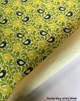 Green and Lime Leaves with Birds Pattern Screen Printed Paper