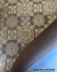 Brown and Gold Brocade Pattern Screen Printed Paper