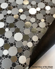 Silver, Black, Gold and White Circle Pattern Foil Printed on Cotton Printed Paper