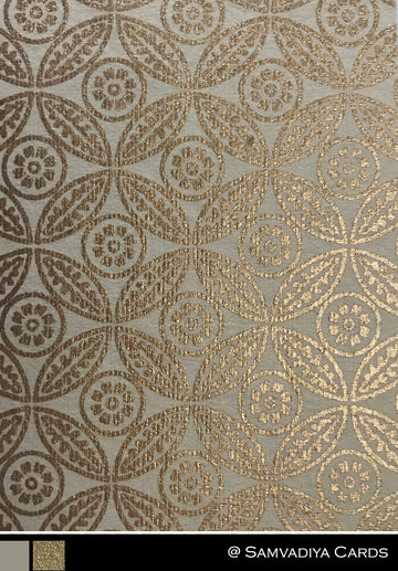 Gold and Off-white Leaf Pattern Screen Printed Paper