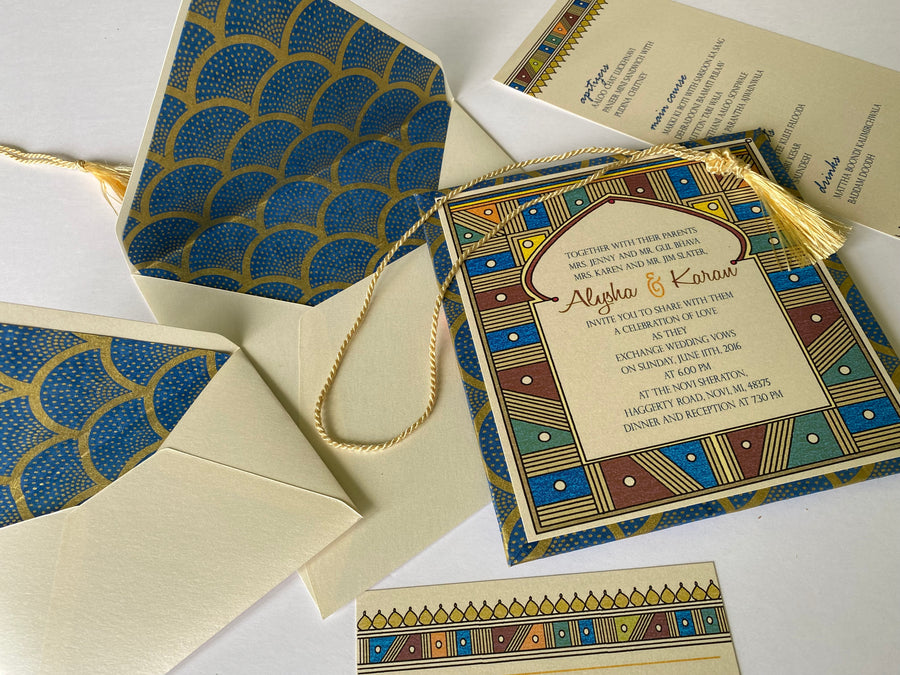 Wedding Invitation Suite: Moroccan Arch Sample Set  with Dinner Manu