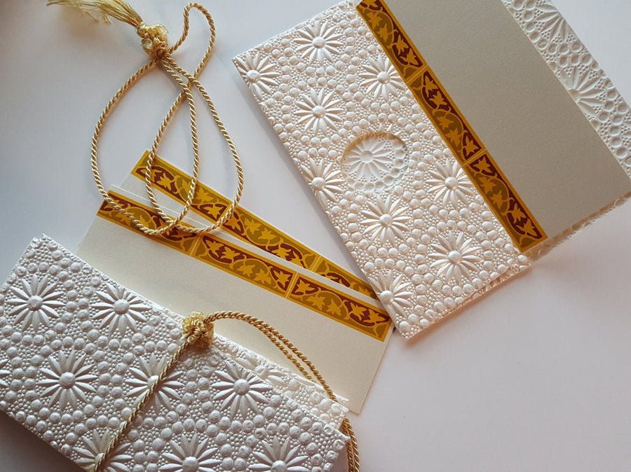 Money envelope assortment of gold and ivory embossed, paper Monetary envelope, Currency, Gift Card - a set for wedding host- Pack of 25