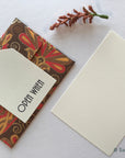 Storyteller 1 - handcrafted A1 size 'open when' letter set with envelopes, blank notes and envelopes, gold, orange floral print  - Set of 10