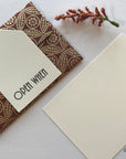 Storyteller 7 - handcrafted A1 size 'open when' letter set with envelopes, blank notes and envelopes, burgundy gold leaf print - Set of 10