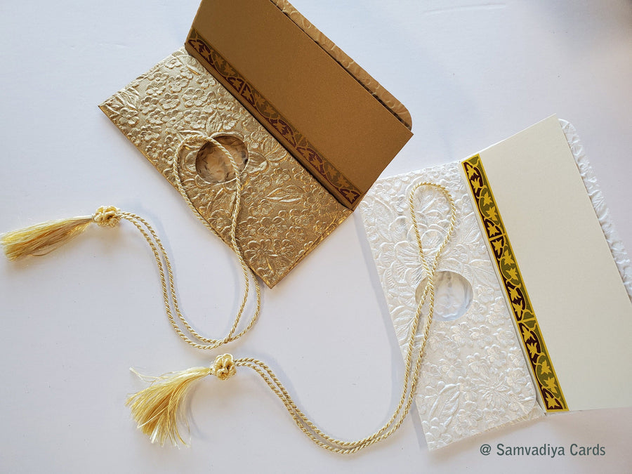 Money envelope, Monetary envelope, Currency, Gift Card - assortment of gold & ivory embossed money envelopes for wedding host Pack of 50
