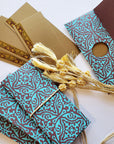 Money envelope, Monetary envelope dollar bill size, Currency, Gift Card, printed floral teal & chocolate handmade paper Boxed Gift Set of 6