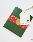Unwritten 8 - All occasion, handcrafted stationery set, green natural envelopes, bookmark style notes with cute tags, gold tassels- Set of 8