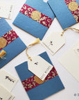 Unwritten 16 - All occasion cards, handcrafted stationery set, blue natural envelopes, bookmark style note & cute tag, gold tassel- Set of 8