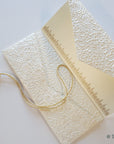 Wedding Congratulations Card with money folder, money envelope, Gift Card holder, purse, ivory floral embossed - Set of 4