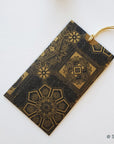 Large Money envelopes (Style 1), with tag style cards, to hold larger bills, black gold brocade design handmade paper, boxed gift set of 6
