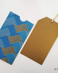 Large Money envelopes (Style 1), for larger bills with tag-style cards, blue gold weave design handmade paper- boxed gift set of 6