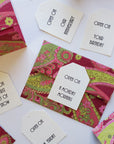 Storyteller 15 - handcrafted A6 size 'open when'/'open on' letter set with pre-written tags & envelopes, pink paisley, Set of 6 or Set of 12