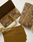 Money envelope larger size, Monetary envelope, Gift Card, Gift Envelope, Brocade print brown and gold on handmade paper Boxed Gift Set