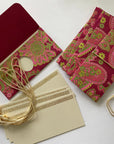 Money envelope larger size, Monetary envelope, Gift Card, Gift Envelope, Paisley Fuchsia, green on handmade paper, Boxed Gift Set