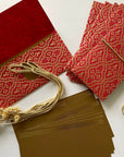Money envelope larger size, Monetary envelope, Gift Card, Gift Envelope, Red gold lace print on handmade paper, Boxed Gift Set