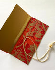 Money envelope larger size, Monetary envelope, Gift Card, Gift Envelope, Red gold floral print on handmade paper, Boxed Gift Set