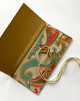 Money envelope larger size, Monetary envelope, Gift Card, Gift Envelope, Paisley beige, green, orange on handmade paper, Boxed Gift Set