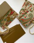 Money envelope larger size, Monetary envelope, Gift Card, Gift Envelope, Paisley beige, green, orange on handmade paper, Boxed Gift Set