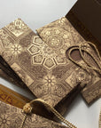 Money envelope, Monetary envelope dollar bill size, Gift Card, Currency Envelope, Brown and Gold Brocade print handmade paper Gift Set of 6