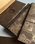Money envelope, Monetary envelope dollar bill size, Gift Card, Currency Envelope, Brown and Gold Brocade print handmade paper Gift Set of 6
