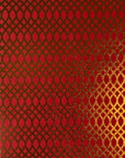 Red and Gold Mesh Patten Foil Printed on Cotton Paper