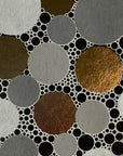 Silver, Black, Gold and White Circle Pattern Foil Printed on Cotton Printed Paper