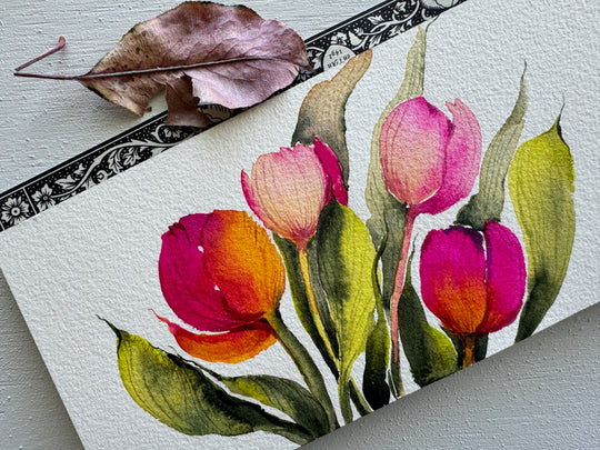 Tulips in watercolor