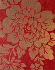 Red Silver Floral Pattern Screen Printed Paper